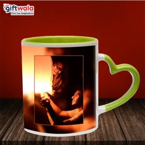 Green heart mug